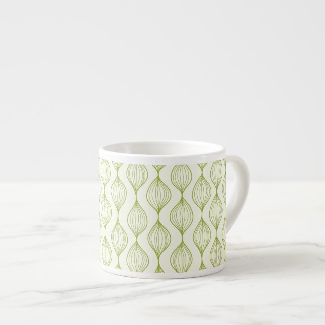 Tasse Expresso Arrière - plan vertical vert de motif d'ogee (Devant droit)
