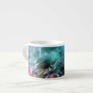 Tasse Expresso Art Abstrait en Turquoise, Vert, Blanc, Rouge