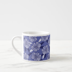 Tasse Expresso Art de ligne floral pourpre botanique