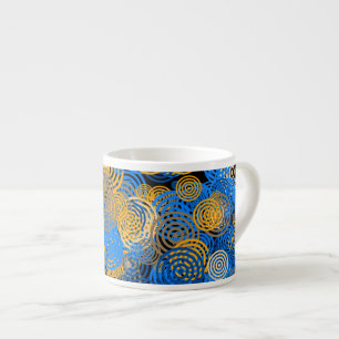 Tasse Expresso Art fractal Cercles Bleus Swirl Mandala Mur Art