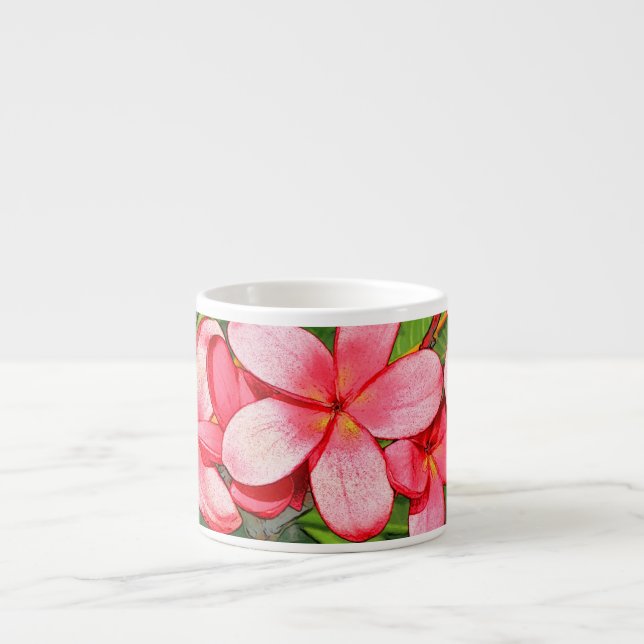 Tasse Expresso Art Frangipanier Tropical Rose (Devant)