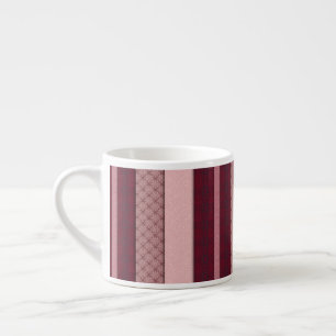 Tasse Expresso Art IA à rayures rose pâle et acajou 