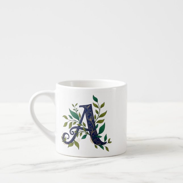 Tasse Expresso Artistic M – Fancy Blue & Gold Letter (Gauche)