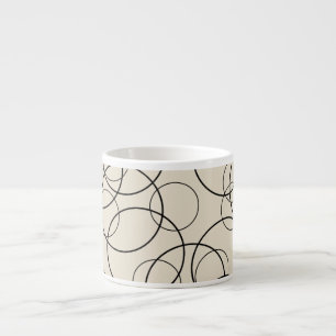 Tasse Expresso Bague Motif Noir Sur Beige
