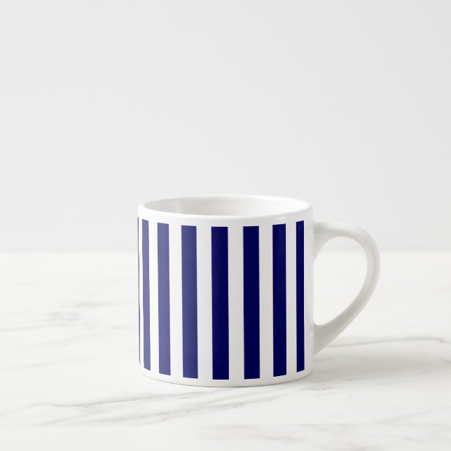 Tasse Expresso Bandes de bonbons bleu et blanc marine (Droite)