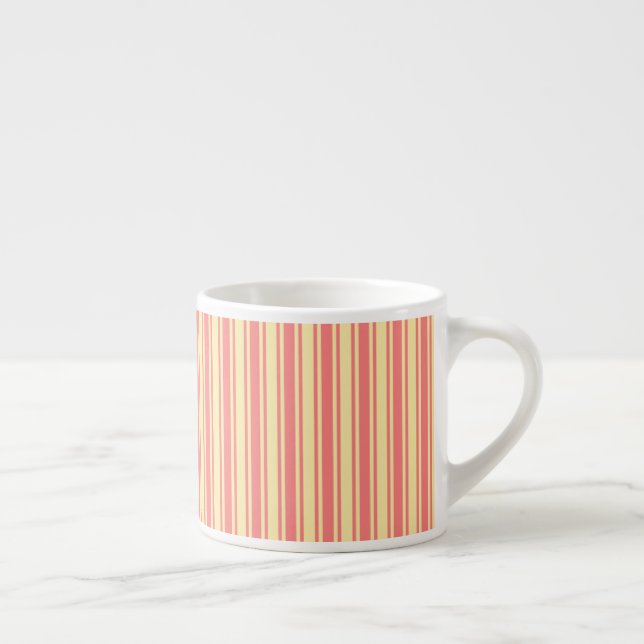 Tasse Expresso Bandes de bonbons corail et jaune (Droite)