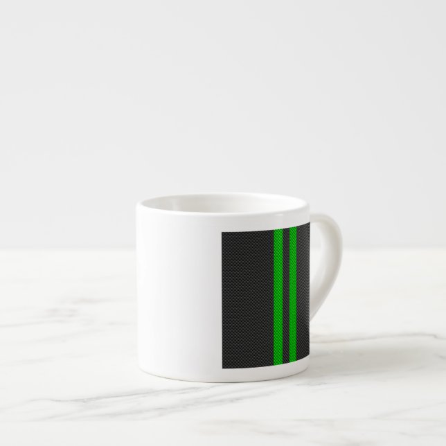 Tasse Expresso Bandes de course Accent Green Carbon Fibre Style (Devant droit)