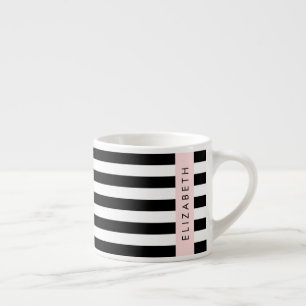 Tasse Expresso Bandes noires et blanches, Gravées, Lignes, Votre 