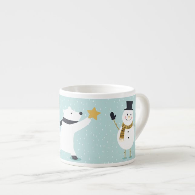 Tasse Expresso Bear polaire d'hiver mignonne et l'art des neiges  (Devant droit)