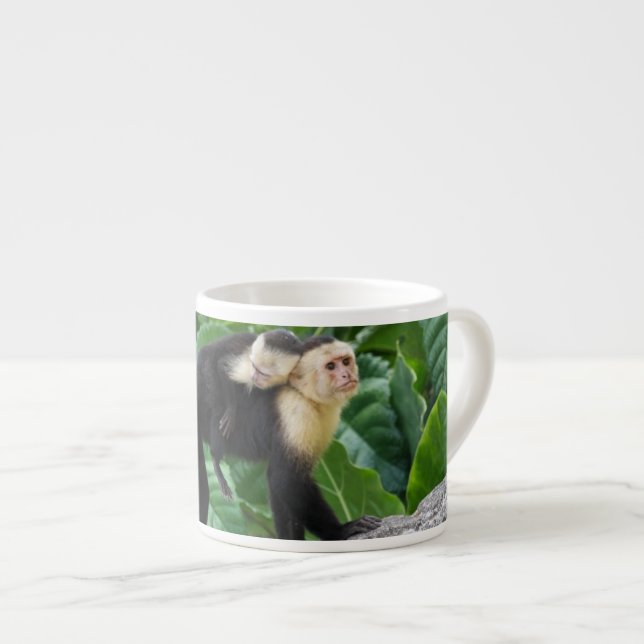 Tasse Expresso Bébé de transport de singe adulte de capucin sur (Devant droit)