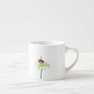 Tasse Expresso Bee de miel sur une fleur blanche
