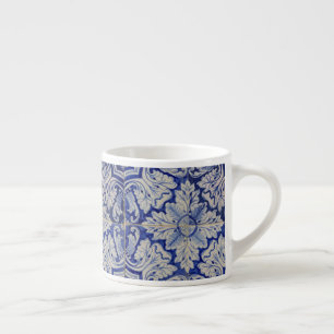 Tasse Expresso Bleu & Blanc Méditerranéen Vintage motif floral
