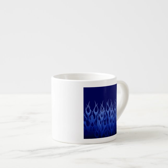 Tasse Expresso Bleu cool sur Blue Racing Flames (Devant droit)