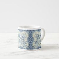 Bleu et blanc Floral Victorian Majolica Antique