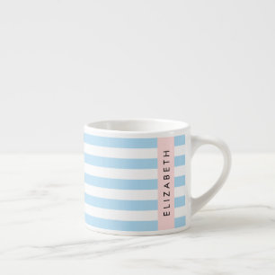 Tasse Expresso Bleu, Motif rayé, Lignes, Votre Nom