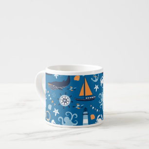 Tasse Expresso Bleu profond Toutes les choses Nautiques