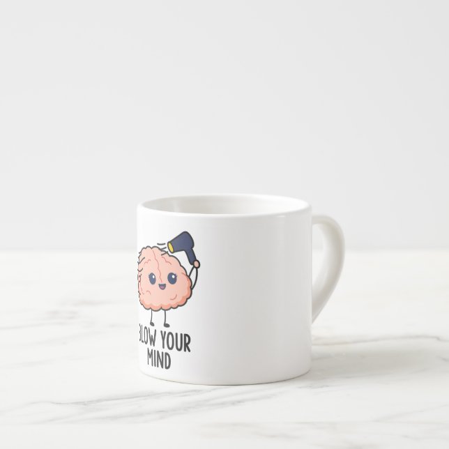 Tasse Expresso Blow Your Mind Sticker - Cerveau mignon avec sèche (Devant droit)