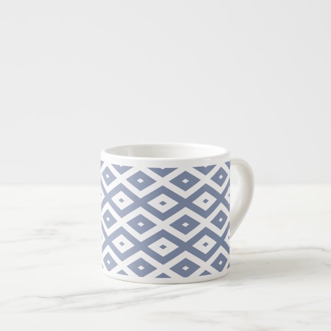 Tasse Expresso Blue grey and white diamond pattern (Devant droit)