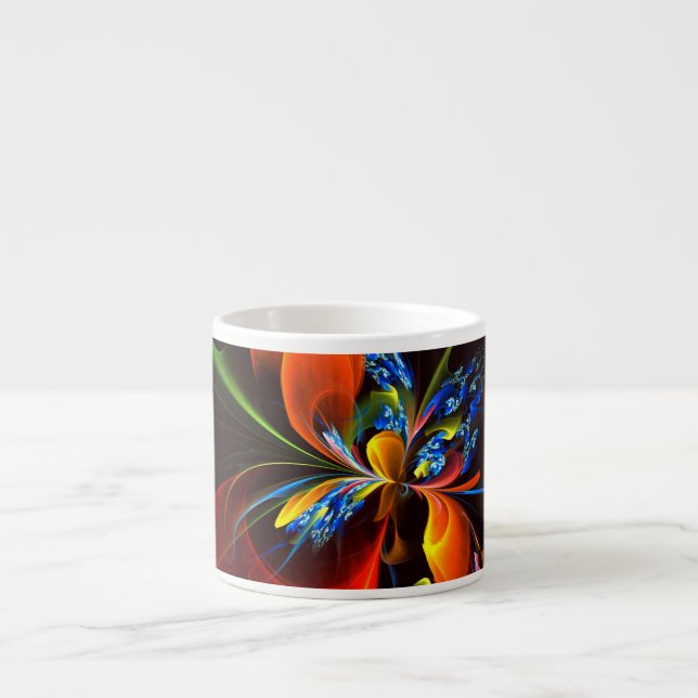 Tasse Expresso Blue Orange Floral Moderne Art Abstrait Motif #03 (Devant)