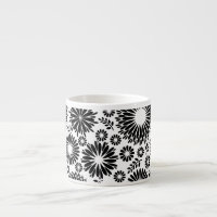 Boho fleurs Motif floral vectoriel noir et blanc