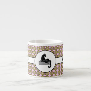 Tasse Expresso Boss Lady Chat noir et Fleurs roses