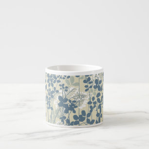 Tasse Expresso Botanique Bleu Japonais Vintage : Fougère à Feuill