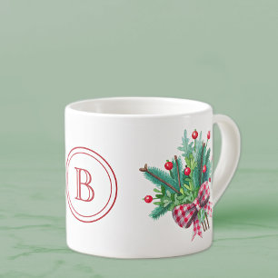 Tasse Expresso Bouquet de baies et de verdure à l'aquarelle initi