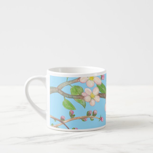 Tasse Expresso Branche en floraison de l'arbre Apple Sky Blue (Gauche)