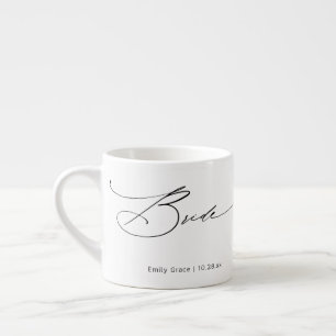 Tasse Expresso Bride Modern Elegant Script Mariage Nom personnali