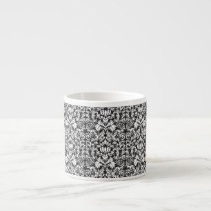 Tasse Expresso Brocard de dentelle en damas noir et blanc vintage