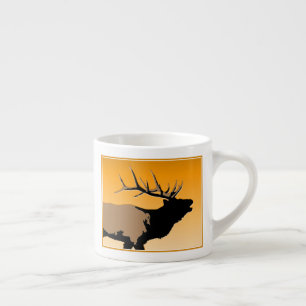 Tasse Expresso Brouillonnant Bull Elk au coucher du soleil Art or