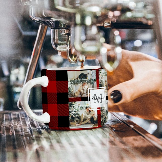 Tasse Expresso Buffalo rouge abattu | Initiale personnelle | Cade (Créateur téléchargé)