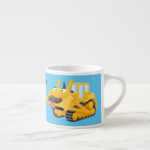 Tasse Expresso Bulldozer jaune drôle et mignon personnage de dess