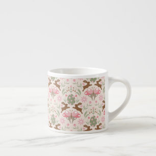 Tasse Expresso Bunny Pâques Pastel et Motif de fleurs