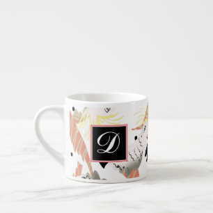 Tasse Expresso Cacatoès mignon avec cœurs et verdure tropicale