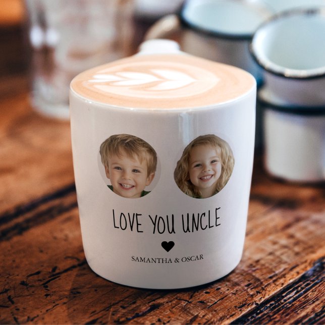 Tasse Expresso Cadeau Oncle personnalisé | Photo à visage personn (Créateur téléchargé)