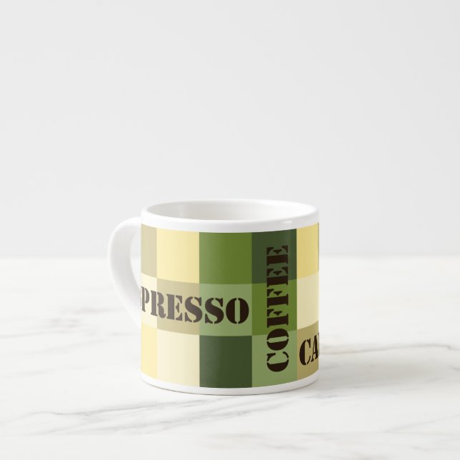 Tasse Expresso Café vintage de damier de Verseau (Devant gauche)