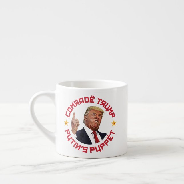 Tasse Expresso Camarade Trump : La marionnette de Poutine, illust (Gauche)
