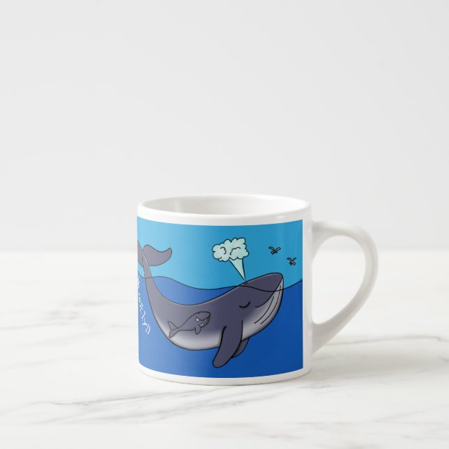 Tasse Expresso Caricature de baleine mignonne et de baleine de ve (Droite)