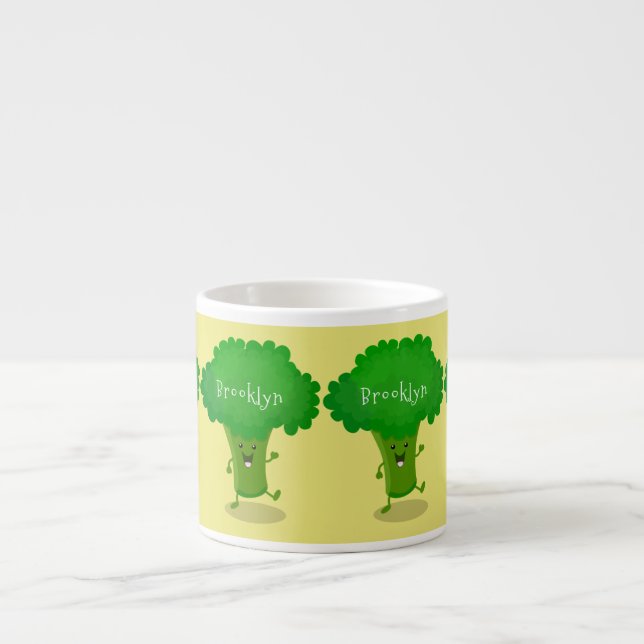 Tasse Expresso Caricature de brocoli dansant Cute kawaii (Devant)