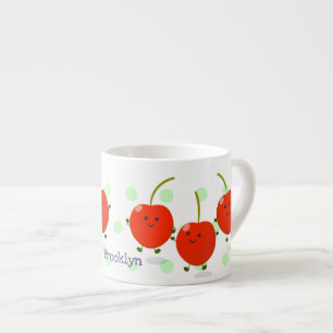 Tasse Expresso Caricature de cerises rouges à sauter mûr