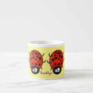 Tasse Expresso Caricature de coccinelle rouge joyeux
