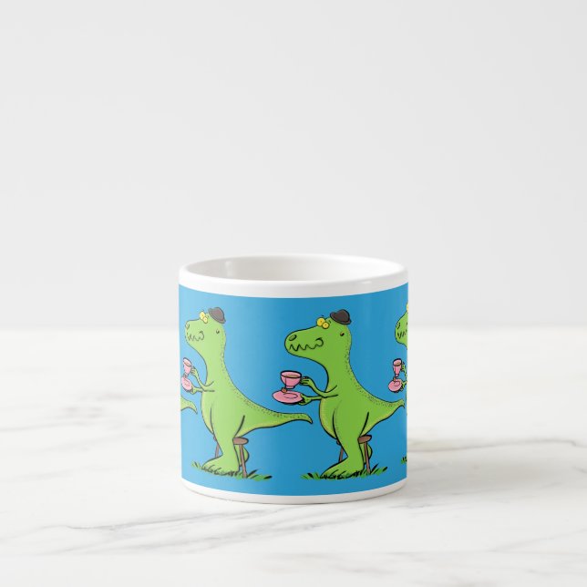 Tasse Expresso Caricature de dinosaure vert t rex (Devant)