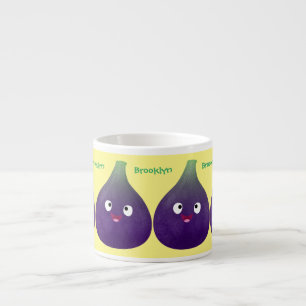 Tasse Expresso Caricature de fruits mauve joyeux aux figues