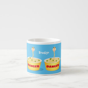 Tasse Expresso Caricature de serpent aux nouilles mignonnes illus