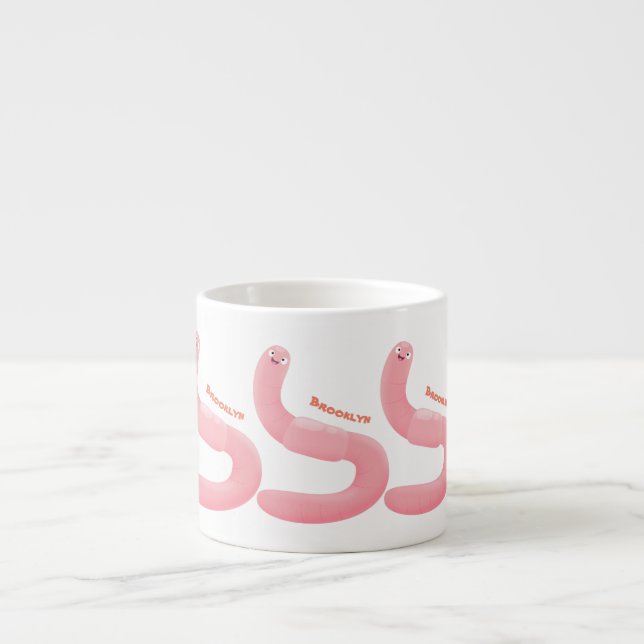 Tasse Expresso Caricature de vers de terre rose joli (Devant)