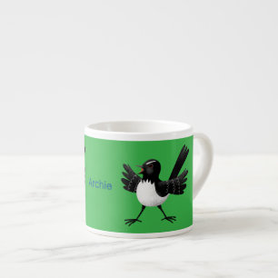 Tasse Expresso Caricature de Willie Wagtail australienne personna