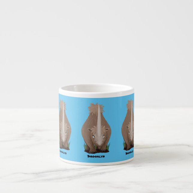 Tasse Expresso Caricature en élasmère de rhinocéros laineux (Devant)