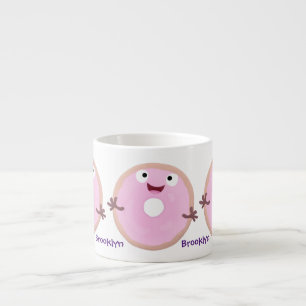 Tasse Expresso Caricature joli beignet rose vitré