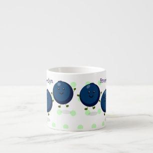 Tasse Expresso Caricature mignonne de bleuets violets